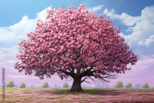 Cherry Bloom Panorama: Blossoming Cherry Tree Gradients. © Michael