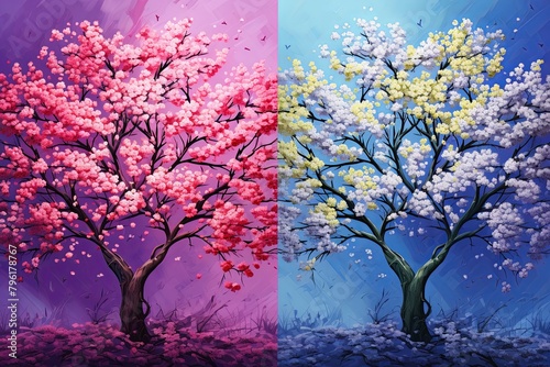 Blossoming Cherry Tree Gradients: Enchanting Blossom Spectrum Splash