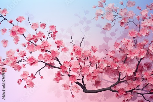 Blossoming Cherry Tree Gradients - Floral Gradient Harmony Explosion