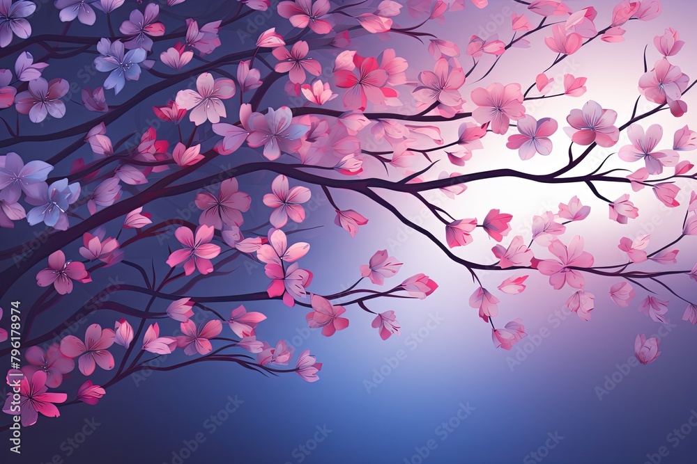 Blossoming Cherry Tree Gradients - Serene Petal Gradients Harmony