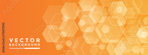 Background Orange hexagon pattern look like honeycomb vector illustration lighting effect graphic for text and message board design infographic