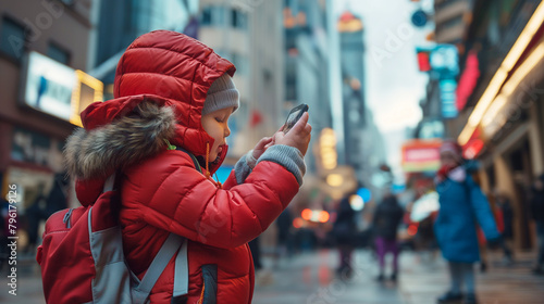 A child learns to take pictures.