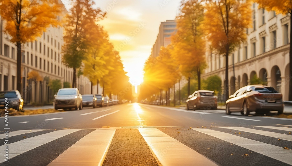 Wallpaper City streets in autumn, yellow and red watercolor splashes