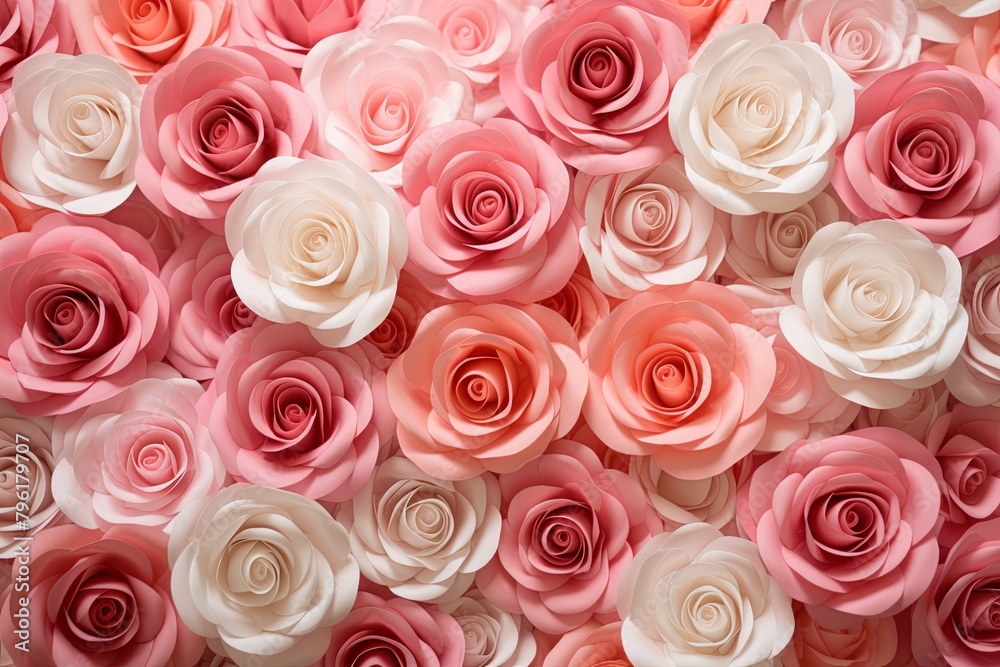 Blush Rose Garden Gradients: Romantic Rose Bloom Artistic Digital Image