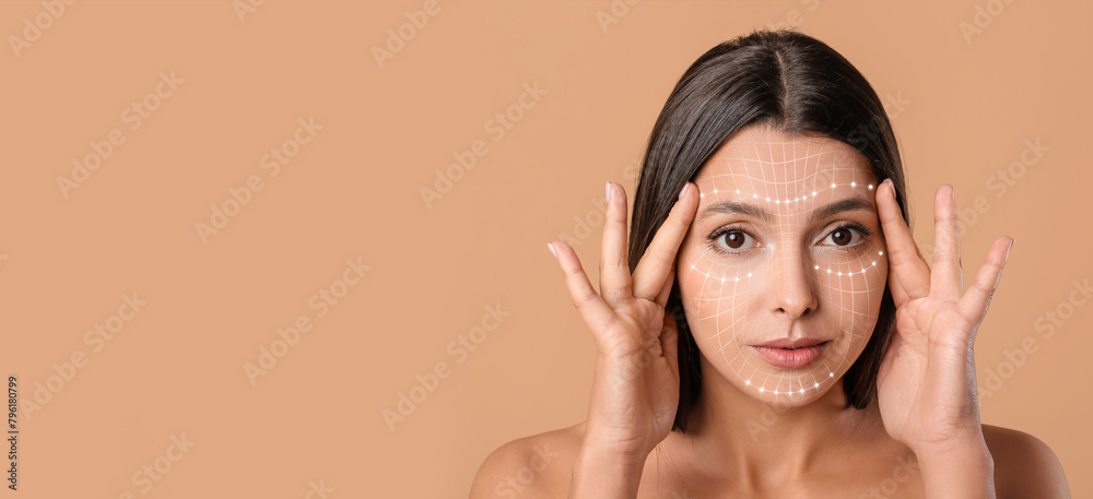 Beautiful young woman on color background Beautiful young woman on color background
