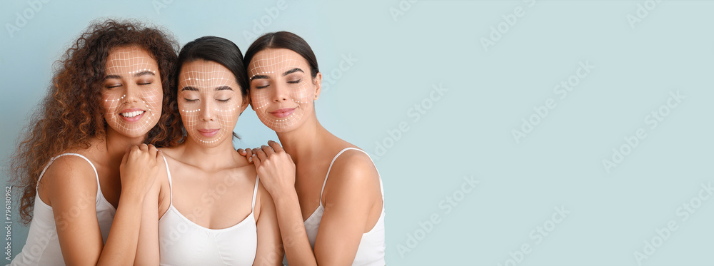 © Pixel-Shot - Beautiful young women with healthy skin on color background © Pixel-Shot - Beautiful young women with healthy skin on color background