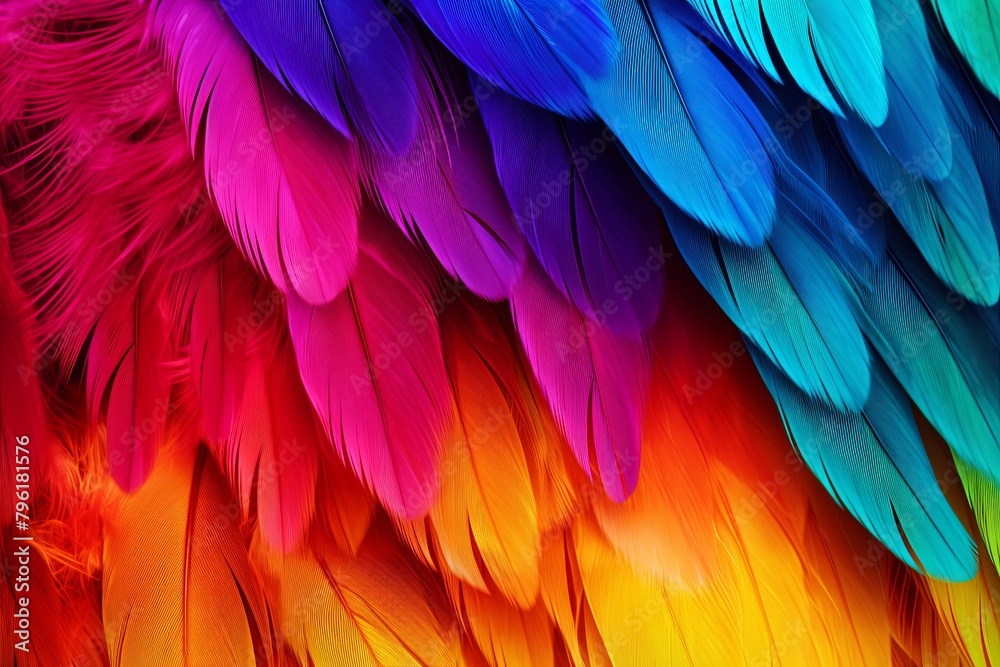 Bright Parrot Feathers: Exotic Bird Feather Gradients Showcase Bright Parrot Feathers: Exotic Bird Feather Gradients Showcase