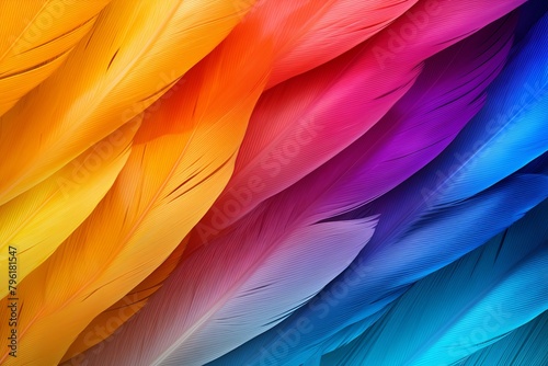 Exotic Bird Feather Gradient Delight - Bright Feather Canvas Display © Michael