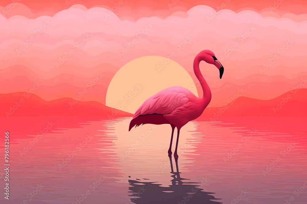 Fototapeta premium Flamingo Pink Sunrise Gradients: Blushing Dawn Colors Dream