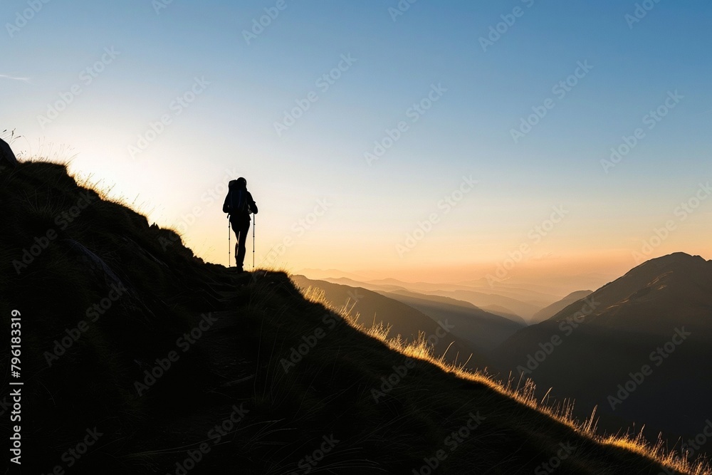 Fototapeta premium People hiking along winding mountain paths