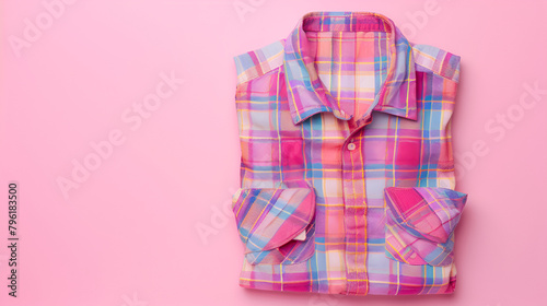 Beautiful men fashion shirt for clothing on wooden background ,Textile, shirt composition on color background. ,Flat lay, layout and tabletop mockup with copy space