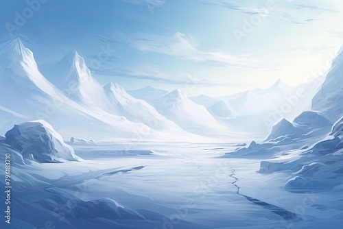 Glistening Snow Gradient Whites: Serene Polar Landscapes of Tranquility © Michael