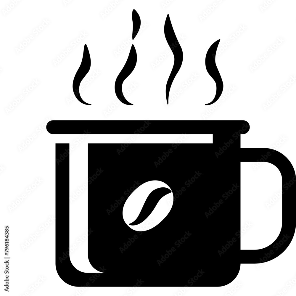 galvanized coffee mug with aroma or smoke wafting on top solid icon galvanized coffee mug with aroma or smoke wafting on top solid icon