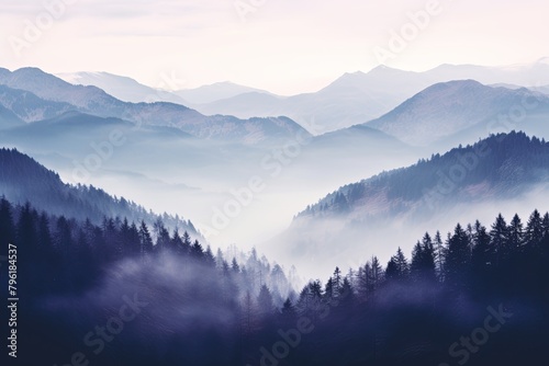 Misty Highland Gradient Moods: Serenity in the Mist-Covered Mountain Gradients