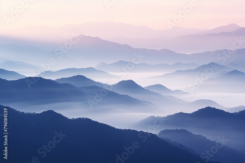 Misty Highland Gradient Moods: Dawn Light on Hills Tranquil Transition