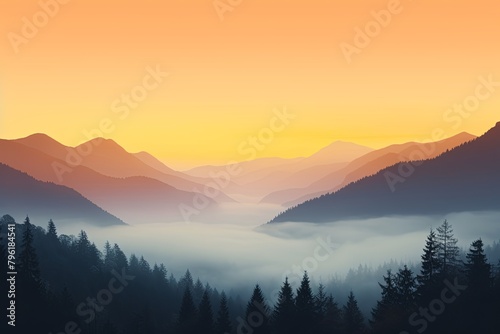 Misty Highland Sunrise: Gradient Color Palette Moods