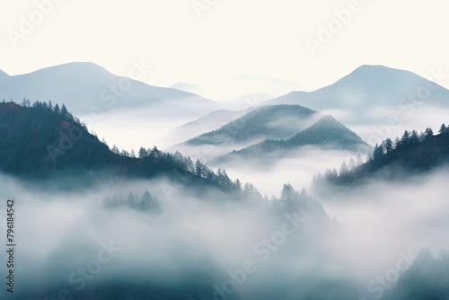 Misty Highland's Gradient Moods: Enchanting Mist-Covered Mountain Gradients © Michael