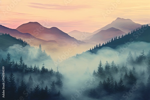 Misty Highland Gradient Moods: Scottish Countryside Color Spectrum Dream photo