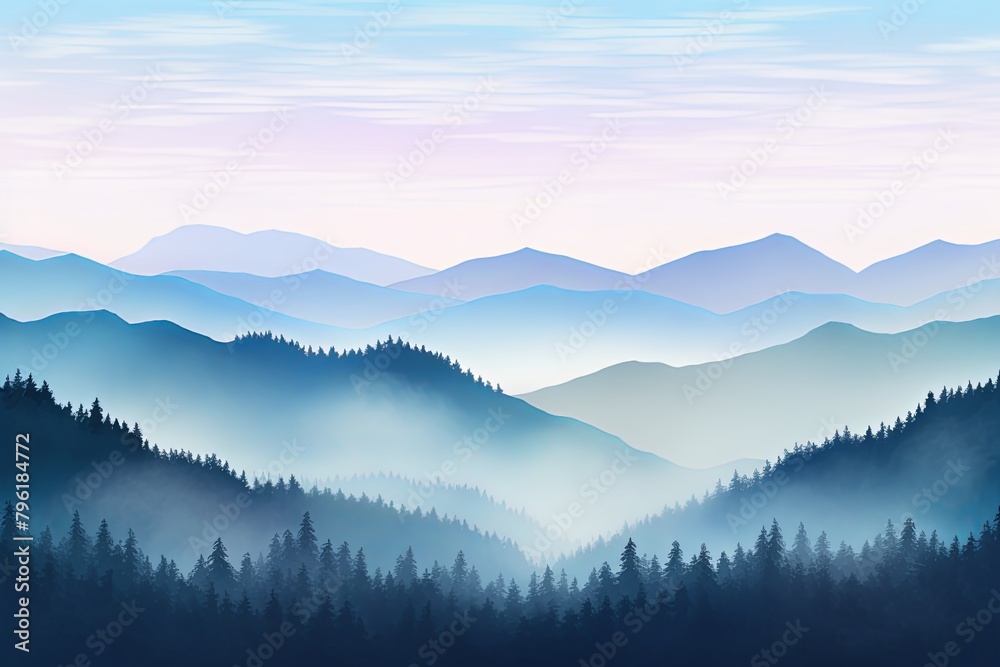 Tranquil Highland Mist: Nature's Gradient Moods