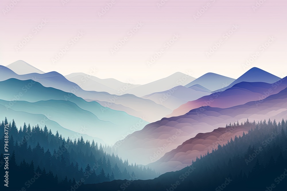 Misty Highland Gradient Moods: Undulating Hill Gradients Capture Serene Landscapes