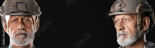 Ukrainian soldier on dark b...