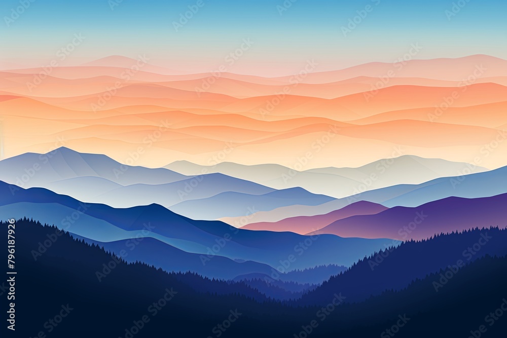 Smokey Mountain Range: Serene Gradients Backdrop