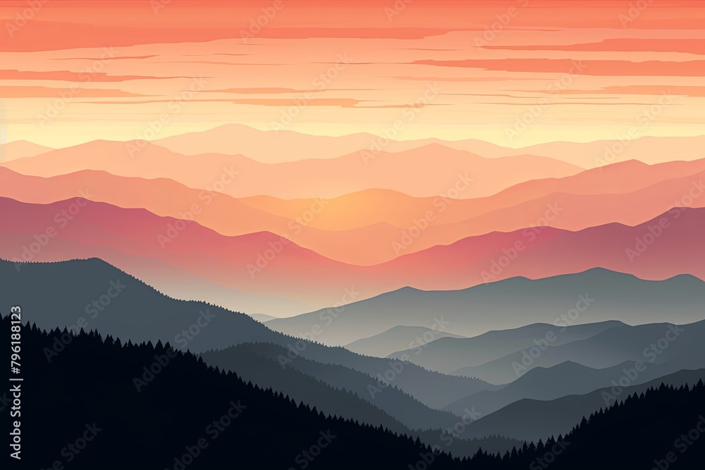 Smokey Mountain Range Gradients: Serene Mountain Color Blend