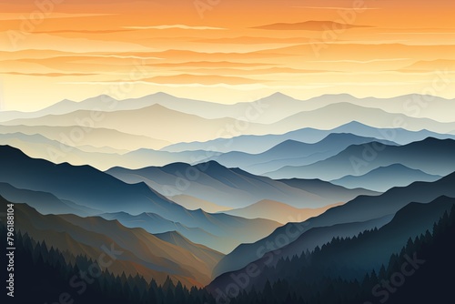 Smokey Mountain Range Gradients: Peaceful Mountain Artistry © Michael