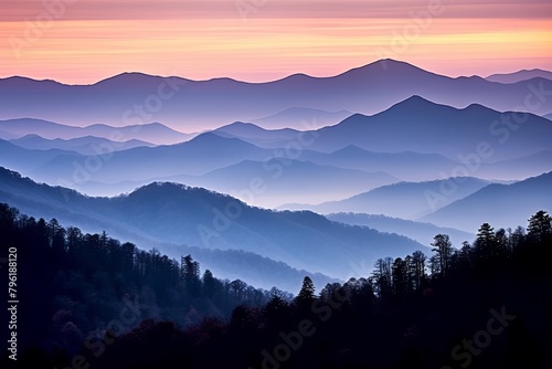 Smokey Mountain Gradient Bliss: A Serene Blend of Color