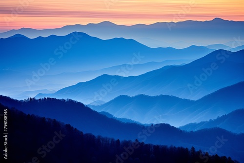 Smokey Mountain Range Gradients: A Serene Color Wash © Michael