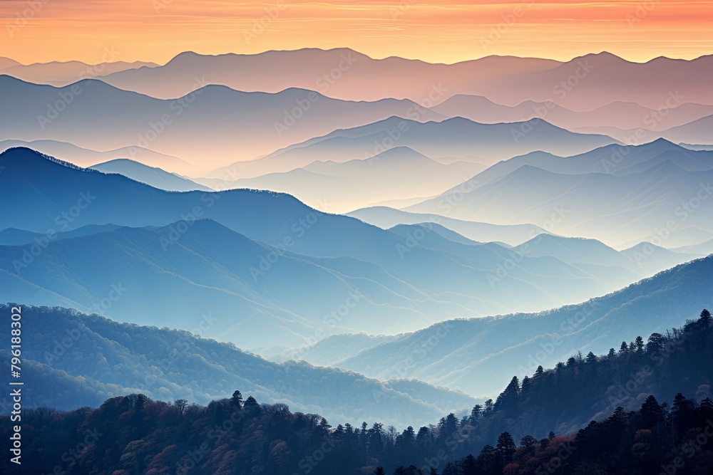 Smokey Mountain Range Gradients: Soft Peak Color Wash Serenity
