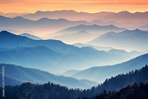 Smokey Mountain Range Gradients  Soft Peak Color Wash Serenity