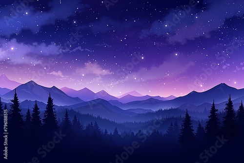 Tranquil Starry Night Sky Gradients - Heavenly Panoramic View