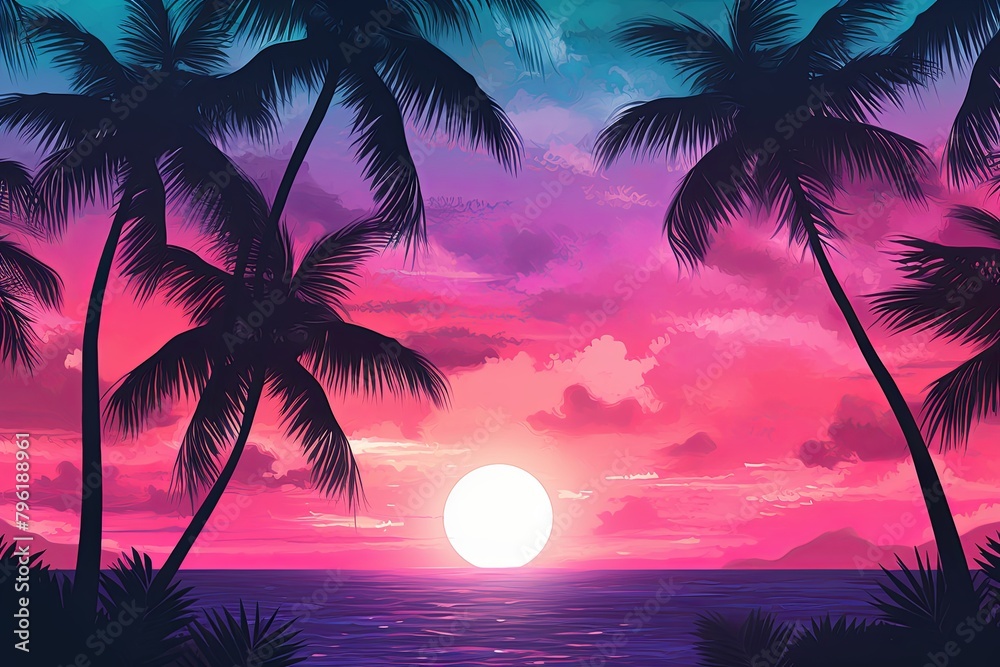 Tropical Sunset Gradient Visions: Balmy Night Sky Luxuries