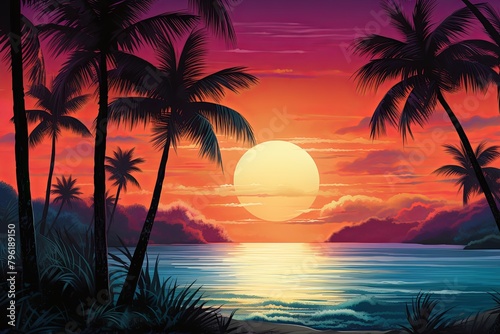 Tropical Sunset Gradient Visions  A Sundown Color Play
