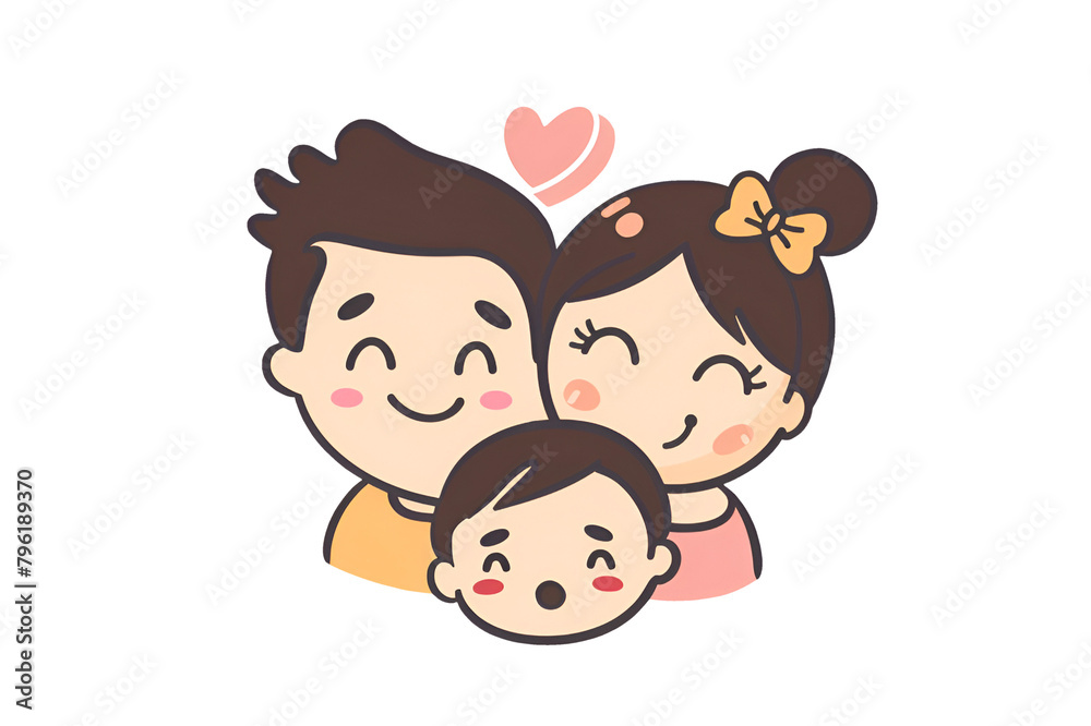 Happy family with baby. Sticker isolated on a transparent background. Family day. Children's Day. Father's Day. Mothers Day. Happy family with baby. Sticker isolated on a transparent background. Family day. Children's Day. Father's Day. Mothers Day.