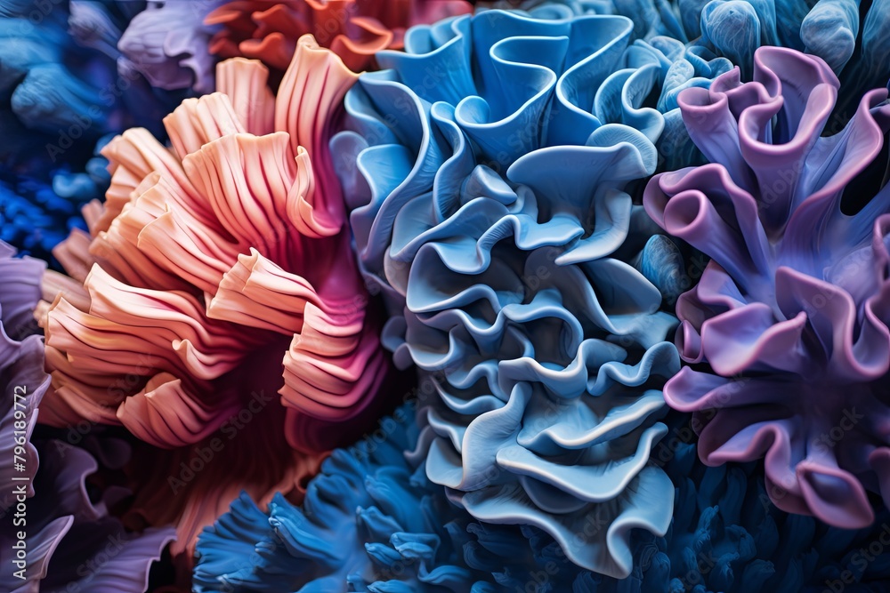 Oceanic Blue Coral Shades: Underwater Reef Coral Gradients
