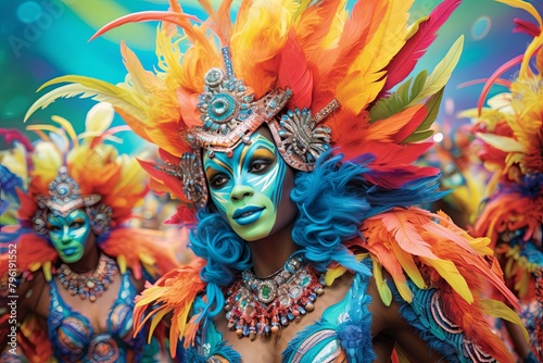 Vibrant Carnival Parade: Flamboyant Festival Spirits and Gradient Colors