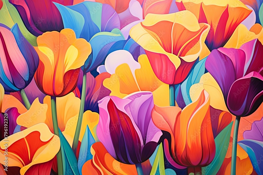 Vibrant Tulip Field Gradients: Blooming Tulip Vibrancy Delight Vibrant Tulip Field Gradients: Blooming Tulip Vibrancy Delight