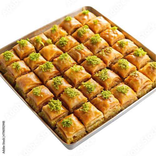 tray of sweet and sticky baklava ayered photo