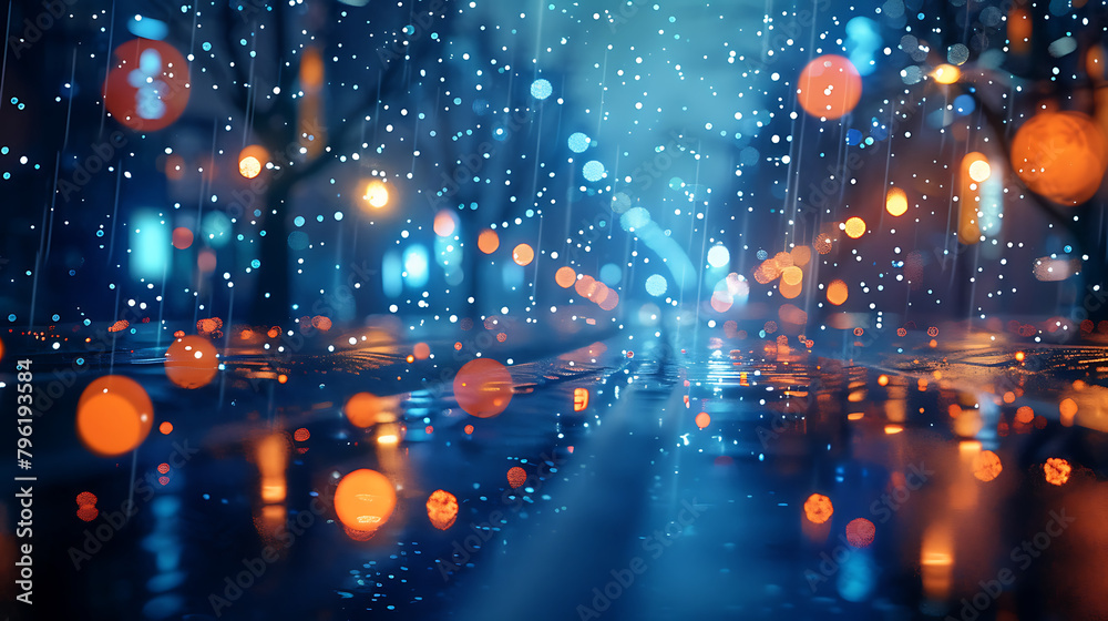 Nighttime City Bustle with Traffic and Glowing Lights Nighttime City Bustle with Traffic and Glowing Lights