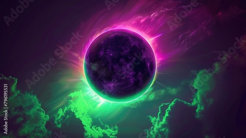 immaculate wallpaper for the pc screen a digital total eclipse with colorful color on effect aura 