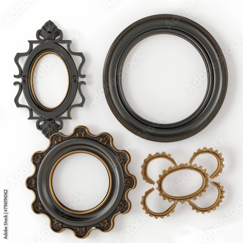 3D Render of a DIY photo frame kit with interchangeable parts for customizable designs, on isolated white background, Generative AI