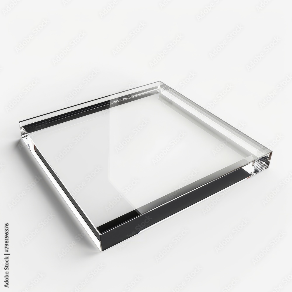 3D Render of a floating acrylic photo frame with transparent edges, on isolated white background, Generative AI 3D Render of a floating acrylic photo frame with transparent edges, on isolated white background, Generative AI