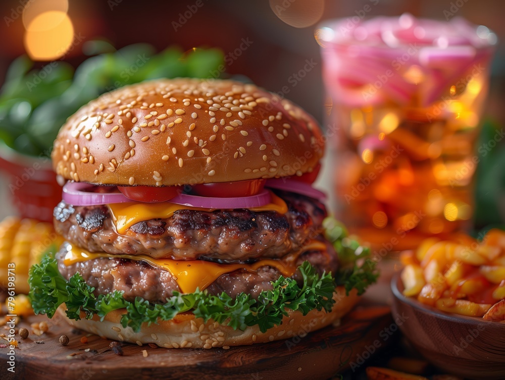 Giant burger, delicious fast food Giant burger, delicious fast food