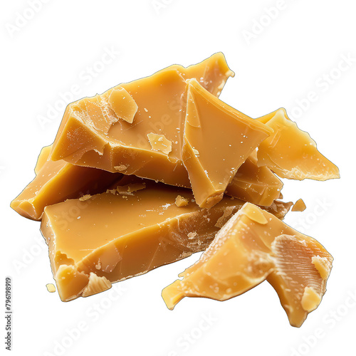 A piece of old-fashioned butterscotch candy isolated on Transparent Background, without background .PNG