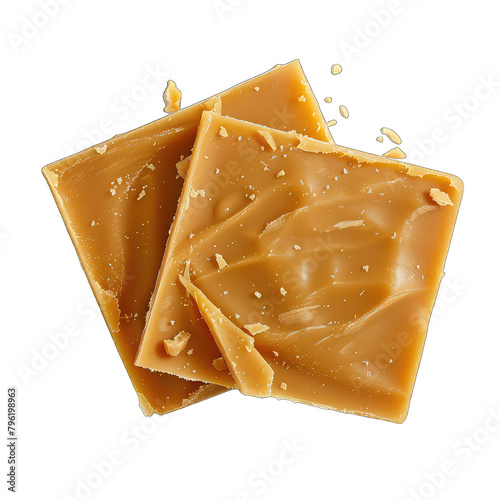 A piece of old-fashioned butterscotch candy isolated on Transparent Background, without background .PNG