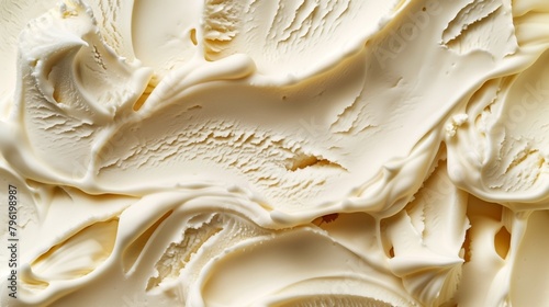 Close-up view of creamy vanilla ice cream with intricate textures.