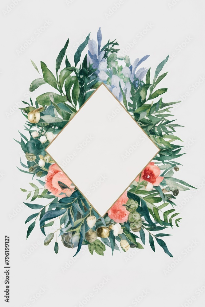 Elegant watercolor wedding invitation with floral border - romantic, bespoke stationery design, pastel colors - weddings, graphic design.