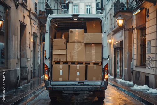 The process of loading parcels onto a courier vehicle  © Tohamina